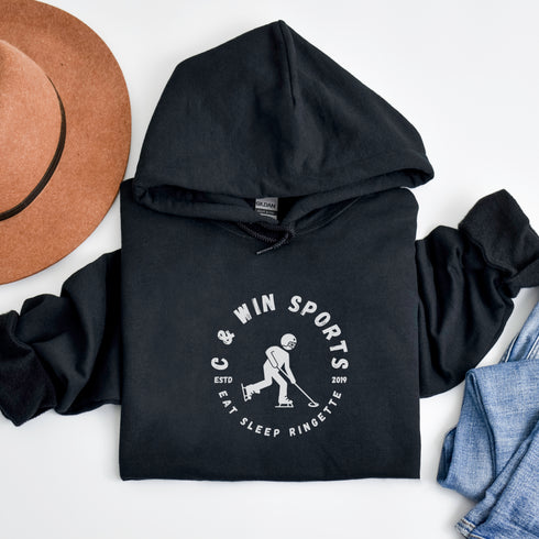 Introducing the ultimate hoodie for all Ringette enthusiasts - the "Eat Sleep Ringette" hoodie!