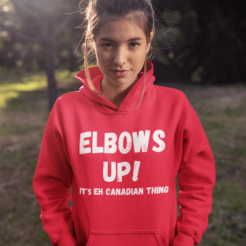 Whether you’re battling for the puck, defending your spot in a Tim Hortons lineup, or just throwing some friendly chirps at your beer league buddies, "Elbows Up!" is a way of life.