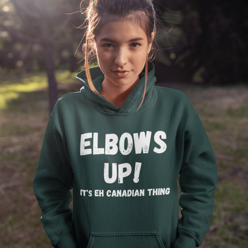 Whether you’re battling for the puck, defending your spot in a Tim Hortons lineup, or just throwing some friendly chirps at your beer league buddies, "Elbows Up!" is a way of life.