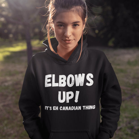 Whether you’re battling for the puck, defending your spot in a Tim Hortons lineup, or just throwing some friendly chirps at your beer league buddies, "Elbows Up!" is a way of life.