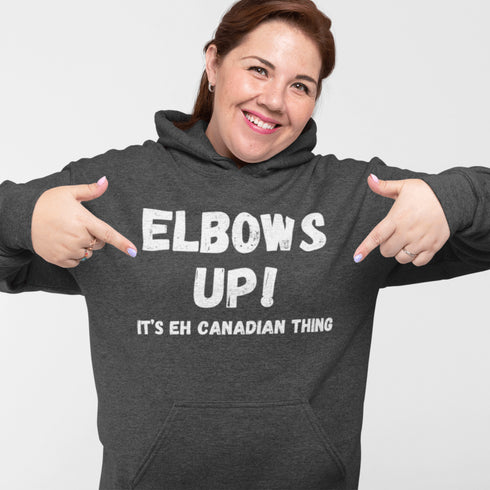 Whether you’re battling for the puck, defending your spot in a Tim Hortons lineup, or just throwing some friendly chirps at your beer league buddies, "Elbows Up!" is a way of life.