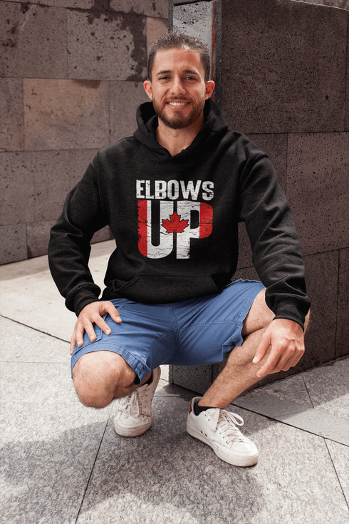 This hoodie, featuring bold Canadian flag-style lettering, is perfect for beer league warriors, die-hard hockey fans
