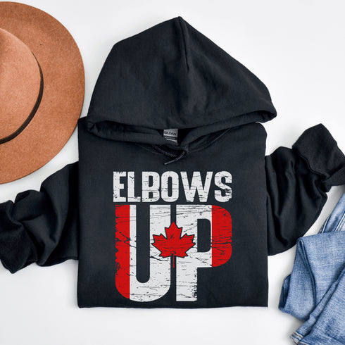 This hoodie, featuring bold Canadian flag-style lettering, is perfect for beer league warriors, die-hard hockey fans