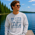 Lake Life Falcon Lake Manitoba custom sweatshirt with hand-drawn lake icons design on cozy crewneck apparel
