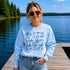 Lake Life Falcon Lake Manitoba custom sweatshirt with hand-drawn lake icons design on cozy crewneck apparel