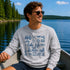 Lake Life Falcon Lake Manitoba custom sweatshirt with hand-drawn lake icons design on cozy crewneck apparel