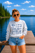Lake Life Falcon Lake Manitoba custom sweatshirt with hand-drawn lake icons design on cozy crewneck apparel