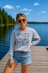 Lake Life Falcon Lake Manitoba custom sweatshirt with hand-drawn lake icons design on cozy crewneck apparel