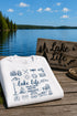 Lake Life Falcon Lake Manitoba custom sweatshirt with hand-drawn lake icons design on cozy crewneck apparel