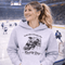 funny hockey hoodie with feels like a penalty box kind of day design featuring players crashing into boards on grey hoodie