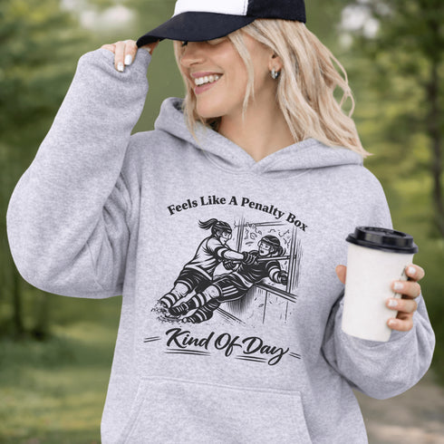 Feels Like A Penalty Box Kind Of Day Hoodie – Funny Hockey Hoodie, Hockey Mom Sweatshirt, Ice Hockey Apparel, Game Day Hoodie