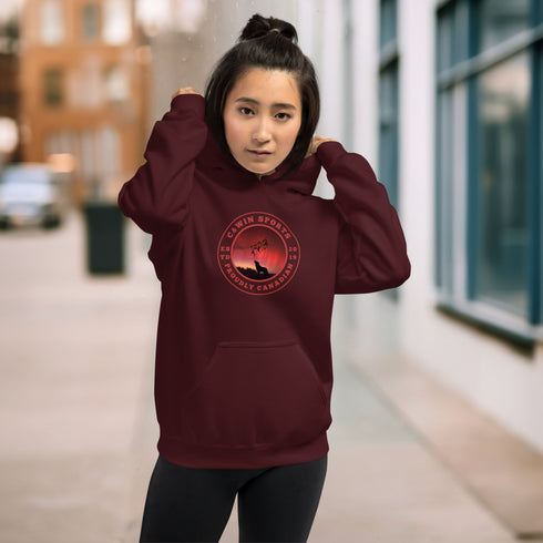 This unique hoodie features a mesmerizing graphic of the aurora borealis dancing across the night sky, with a majestic wolf howling at the moon, creating a sense of mystery and wonder.