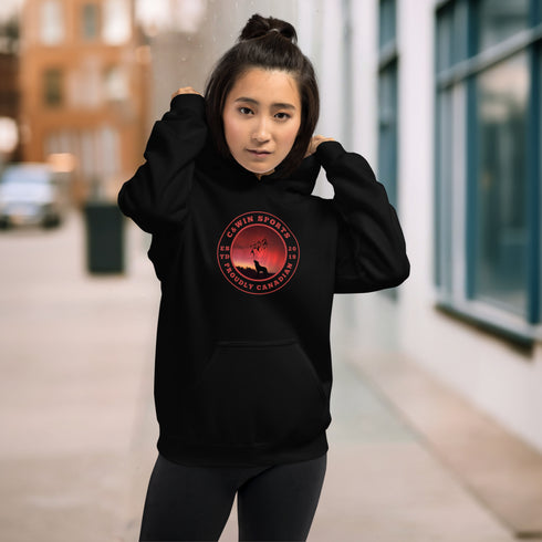 This unique hoodie features a mesmerizing graphic of the aurora borealis dancing across the night sky, with a majestic wolf howling at the moon, creating a sense of mystery and wonder.