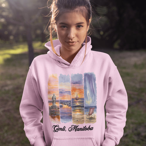 Wrap yourself in lakeside charm with our Gimli, Manitoba hoodie — a cozy tribute to one of Manitoba’s most beloved beach towns.