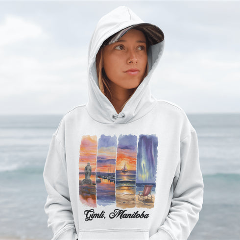 Wrap yourself in lakeside charm with our Gimli, Manitoba hoodie — a cozy tribute to one of Manitoba’s most beloved beach towns.