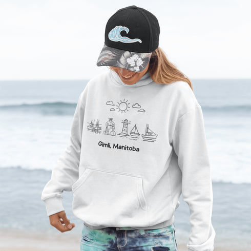 Celebrate the charm of lake life with our Gimli Doodle hoodie — a cozy tribute to Manitoba’s iconic lakeside town.