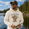 Unisex hoodie featuring a vintage-inspired fishing graphic. Suitable for lifestyle, outdoor, fishing, camping, cabin, lake, studio, flat lay, folded, hanging, and model mockups in multiple colors and settings.