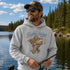 Unisex hoodie featuring a vintage-inspired fishing graphic. Suitable for lifestyle, outdoor, fishing, camping, cabin, lake, studio, flat lay, folded, hanging, and model mockups in multiple colors and settings.