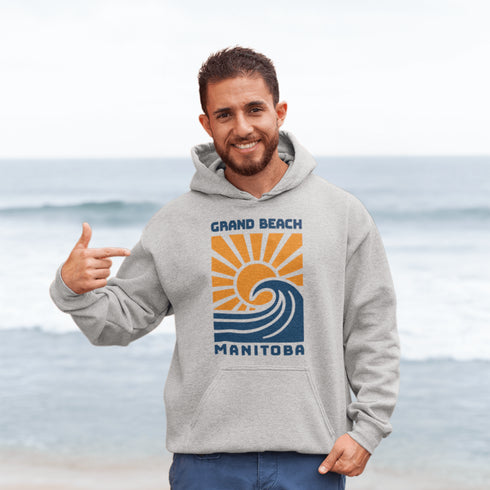 Catch the wave of nostalgia with our Grand Beach Manitoba hoodie — the perfect blend of vintage style and lakeside vibes.