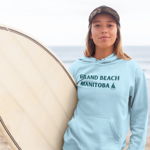 Bring the beach vibes wherever you go with our Grand Beach Retro Scene hoodie — a cozy nod to one of Manitoba’s most iconic summer destinations.
