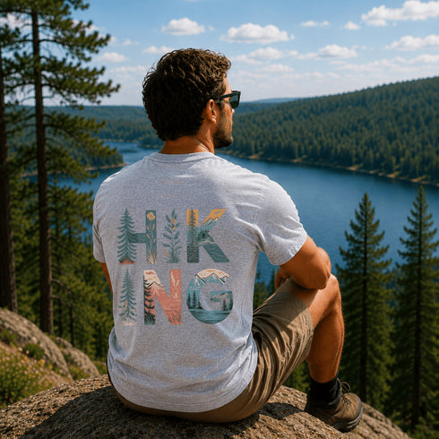 Hiking Nature Graphic T-Shirt | Front & Back Hiking Adventure Tee