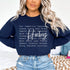 Hockey sweatshirt with bold script lettering and descriptive words design on a cozy crewneck, perfect for hockey players and fans