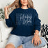 Hockey Mom sweatshirt with handwritten script typography and descriptive text design on a cozy crewneck, perfect for rink moms and hockey season