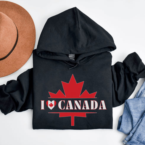 I ❤️ Canada Hoodie – Because Maple Syrup Runs in Our Veins 🍁❤️ Do you love Canada? Enough to brave -40°C, defend poutine with your life
