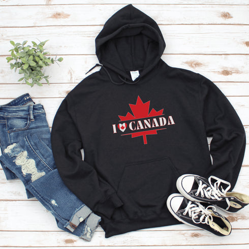 I ❤️ Canada Hoodie – Because Maple Syrup Runs in Our Veins 🍁❤️ Do you love Canada? Enough to brave -40°C, defend poutine with your life