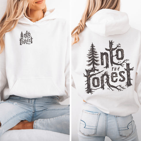 Step into nature with style and comfort with the Into the Forest hoodie, featuring a stunning tree branch font design.