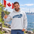It’s Lake Ontario Eh Canadian lake life graphic hoodie featuring a vintage Lake Ontario design and maple leaf