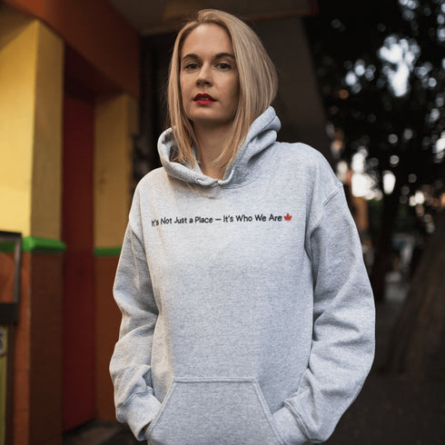 Celebrate Canadian pride with the “It’s Not Just a Place – It’s Who We Are” hoodie. A cozy unisex Canadian hoodie perfect for everyday wear, travel, and showing love for Canada.