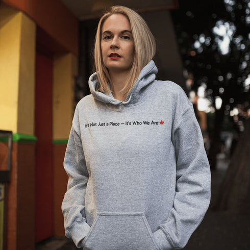 Celebrate Canadian pride with the “It’s Not Just a Place – It’s Who We Are” hoodie. A cozy unisex Canadian hoodie perfect for everyday wear, travel, and showing love for Canada.