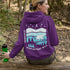 This hoodie features a silhouetted polar bear wandering across layered frozen prairie hills, this design captures the quiet majesty of nature.