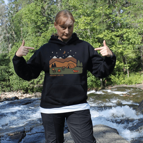 Inspired by peaceful nights under the stars and the quiet magic of the outdoors, the Camping Fox Hoodie captures everything we love about life beyond the city.