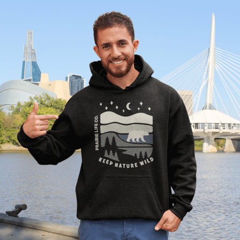 Keep Nature Wild hoodie from Prairie Life Co. Premium outdoor adventure hoodie featuring a wilderness graphic. Soft, warm unisex sweatshirt for nature lovers.