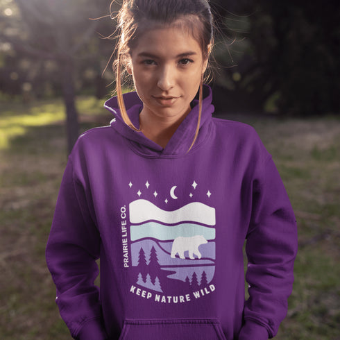 Keep Nature Wild hoodie by Prairie Life Co. Cozy outdoor adventure sweatshirt with wilderness graphic. Perfect hoodie for camping, hiking, and nature lovers.
