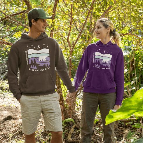 Keep Nature Wild hoodie by Prairie Life Co. Cozy outdoor adventure sweatshirt with wilderness graphic. Perfect hoodie for camping, hiking, and nature lovers.