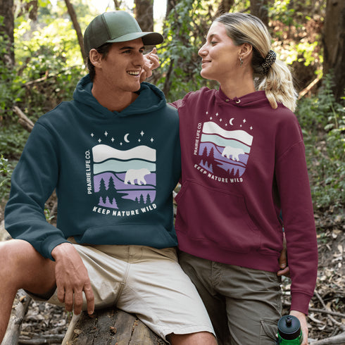 Keep Nature Wild hoodie by Prairie Life Co. Cozy outdoor adventure sweatshirt with wilderness graphic. Perfect hoodie for camping, hiking, and nature lovers.