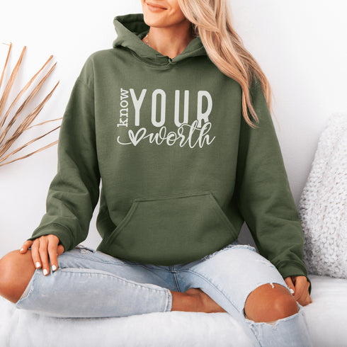 Embrace your value and wear it proudly with our "Know Your Worth" mental health hoodie. This thoughtful design is a statement of self-love and empowerment.
