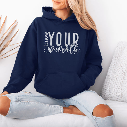 Embrace your value and wear it proudly with our "Know Your Worth" mental health hoodie. This thoughtful design is a statement of self-love and empowerment.