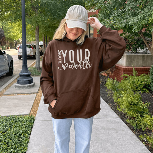 Embrace your value and wear it proudly with our "Know Your Worth" mental health hoodie. This thoughtful design is a statement of self-love and empowerment.