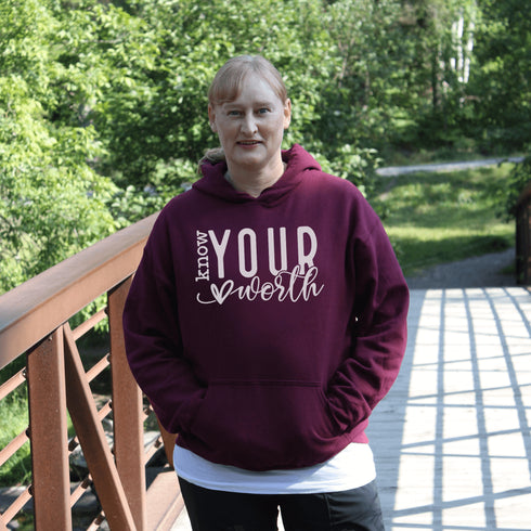 Embrace your value and wear it proudly with our "Know Your Worth" mental health hoodie. This thoughtful design is a statement of self-love and empowerment.