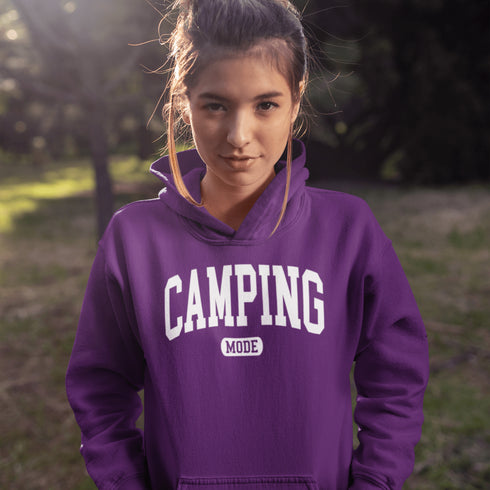 Introducing the ultimate must-have for every outdoor enthusiast who secretly wishes they could bring a slice of home comfort to the wilderness: the "Camping Mode" Hoodie.