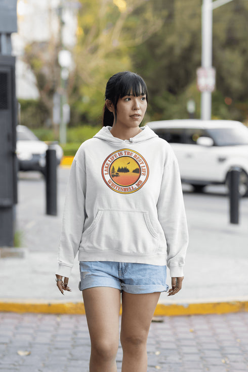 Featuring a stunning sunset over your favorite Manitoba lake, this hoodie is a wearable reminder that Lake Life truly is the Best Life.