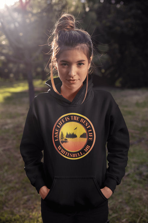 Featuring a stunning sunset over your favorite Manitoba lake, this hoodie is a wearable reminder that Lake Life truly is the Best Life.