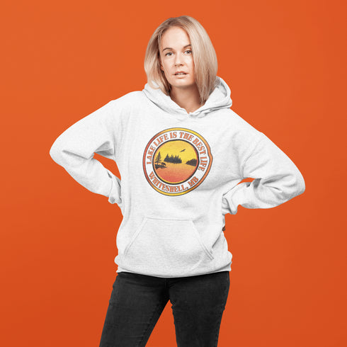 Featuring a stunning sunset over your favorite Manitoba lake, this hoodie is a wearable reminder that Lake Life truly is the Best Life.