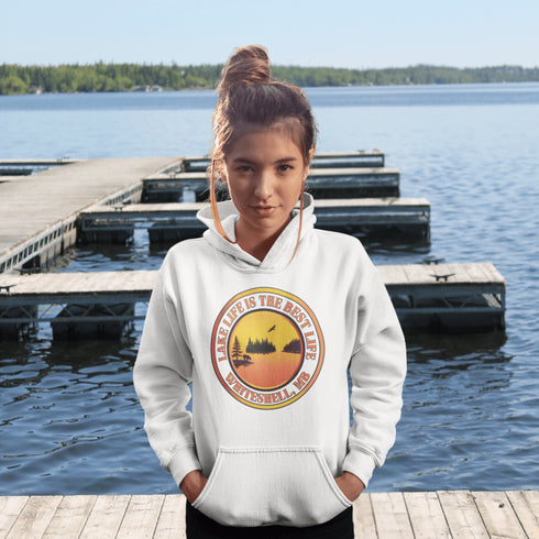 Featuring a stunning sunset over your favorite Manitoba lake, this hoodie is a wearable reminder that Lake Life truly is the Best Life.