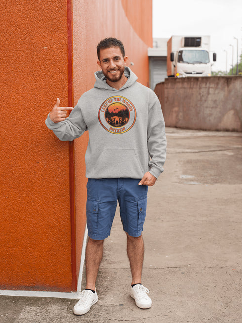 Featuring a stunning sunset scene, this hoodie wraps you in cozy dockside bliss, whether you're lakeside or just pretending from your couch.