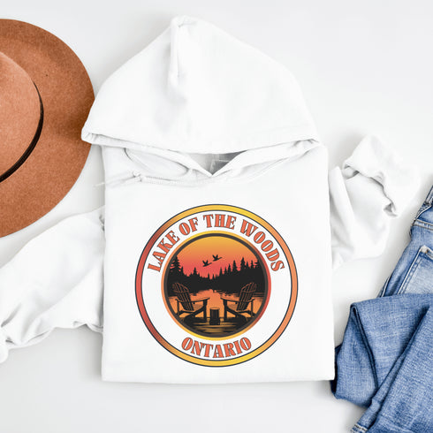 Featuring a stunning sunset scene, this hoodie wraps you in cozy dockside bliss, whether you're lakeside or just pretending from your couch.